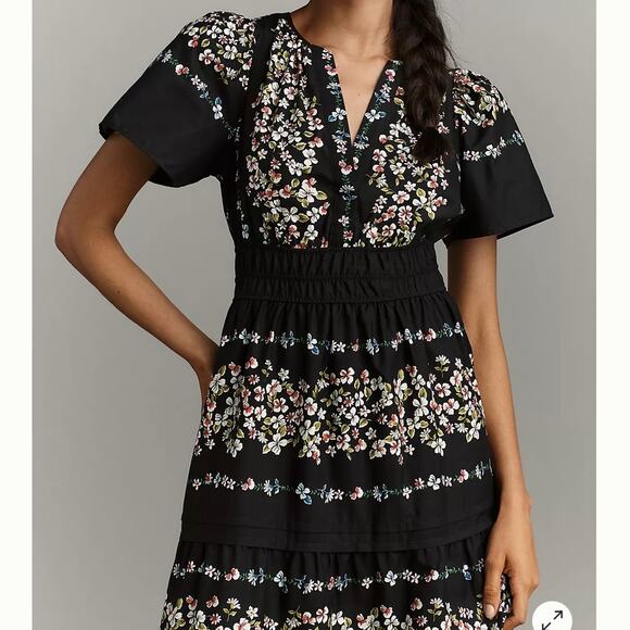 Anthropologie Somerset Maxi Dress Black Floral M - Picture 7 of 9